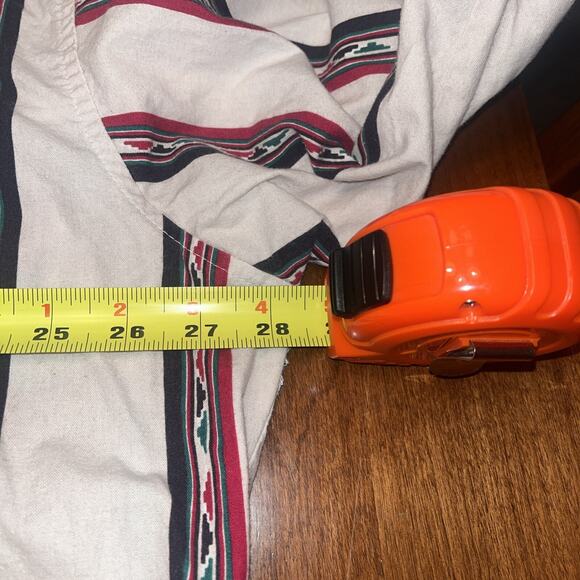 VINTAGE Wrangler Button Up Pearl Snap Mens XXLT Cream Red 90s Collarless - Picture 6 of 6